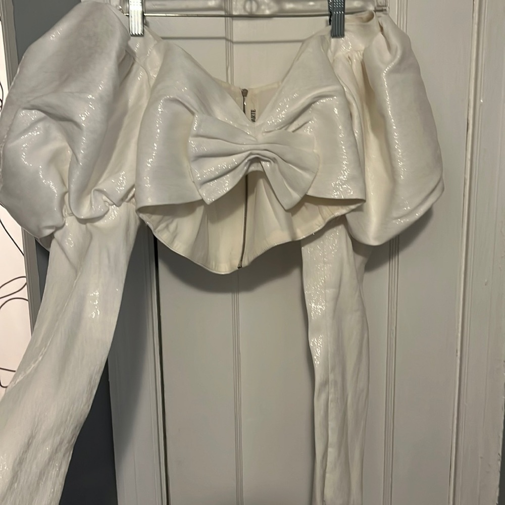 Rodarte off the shoulder L/S white top